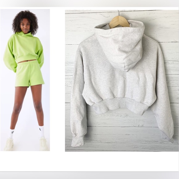 TNA AIRY AF Fleece Cropped Hoodie Heathered White/Grey - Picture 2 of 4